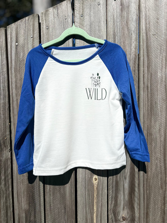Long sleeved tee- with blue sleeves